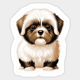 Havanese Puppy Dog with Brown & White Coat of Silky Soft Fur Sticker